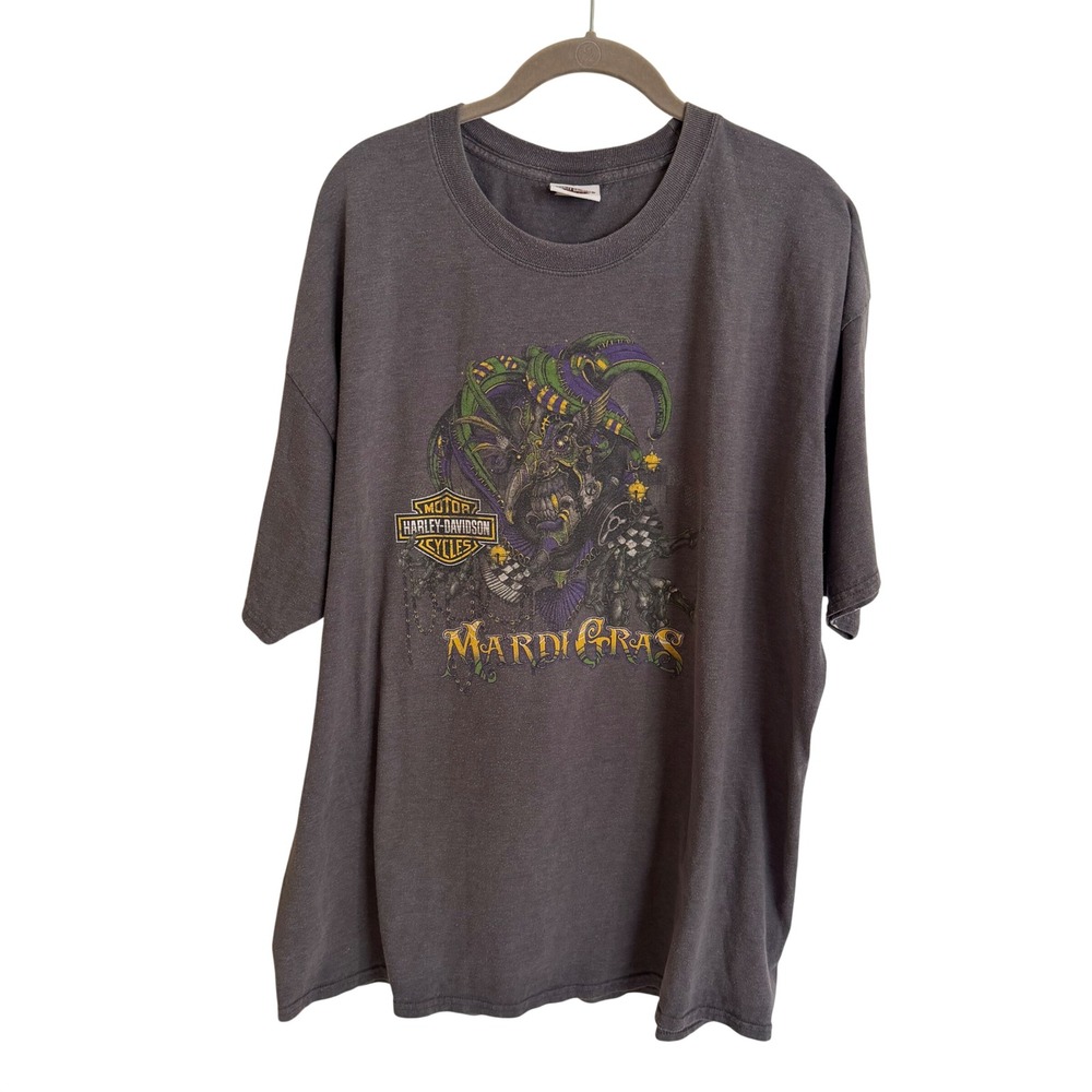 Harley Davidson Mardi Gras‎ Voodoo New Orleans T-Shirt Mens 2XL Charcoal Grey